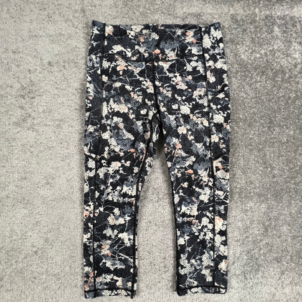 Lululemon Fast and Free Crop 23 Nulux Floral Shift Multi Leggings Size 8 4487